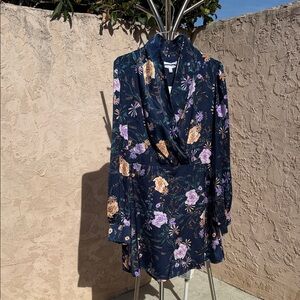 Lost + Wander Floral Mini Dress - Navy and Purple